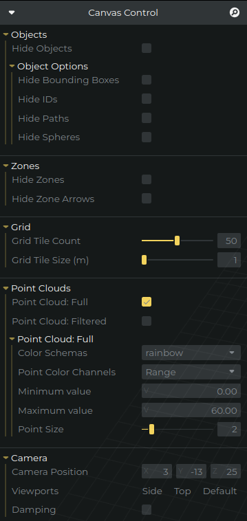 canvas control options