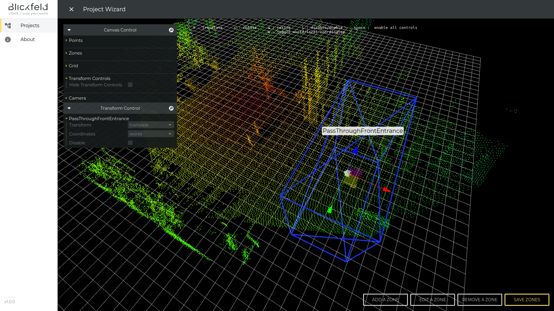 Zone interface with Pass Through Counter Zone