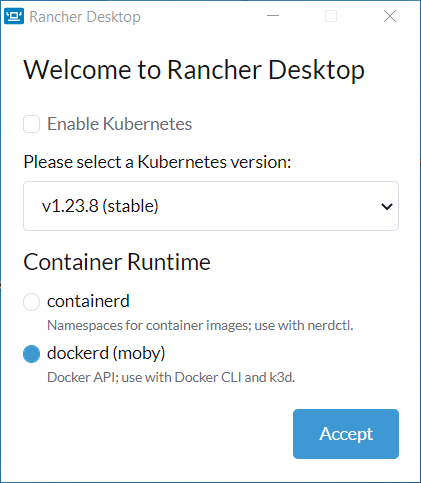 Rancher Desktop Container Runtime Selection