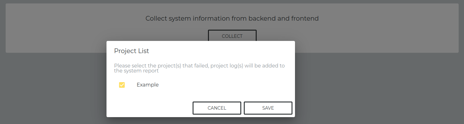 Select Projects for System Report