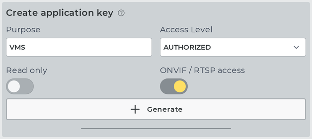 create onvif key