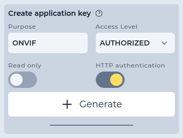 authentication create http application key